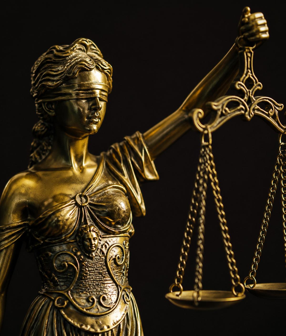Bronze Lady Justice statue
